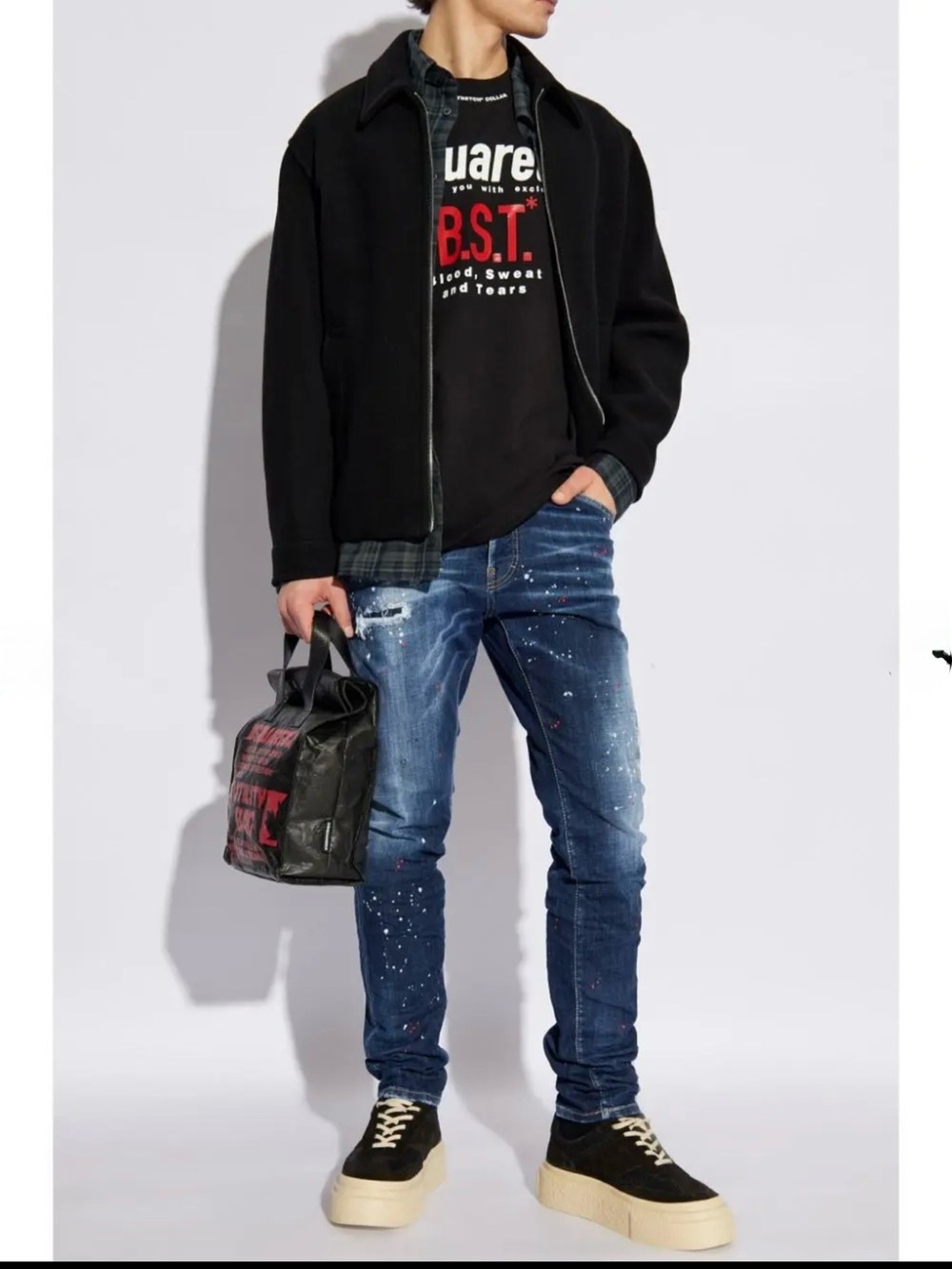 DSQUARED2 Cool Guy Distressed Slim Fit Painted Denim Jeans Made in Italy Size 48